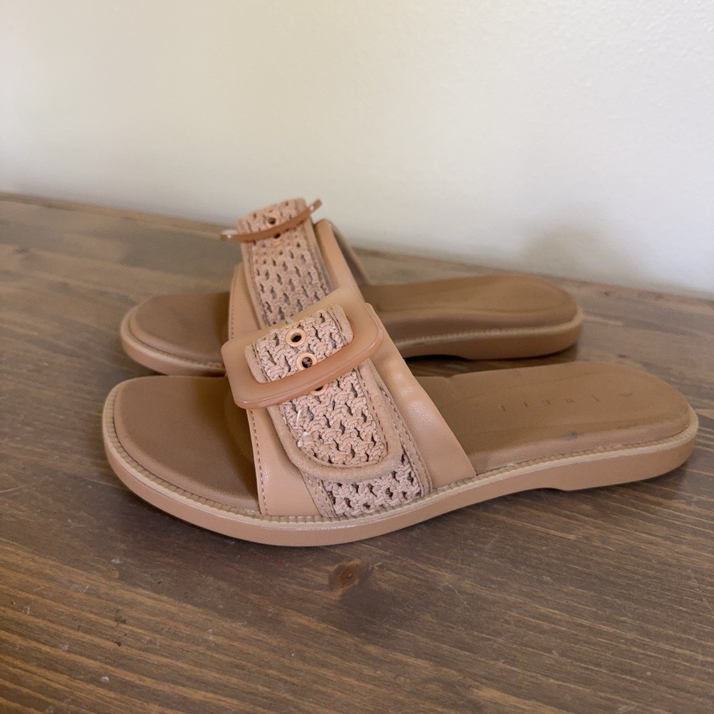 Reef Women's 8 Natural Textile Beige Sunny Emma Comfort Slide Sandals - Picture 4 of 11